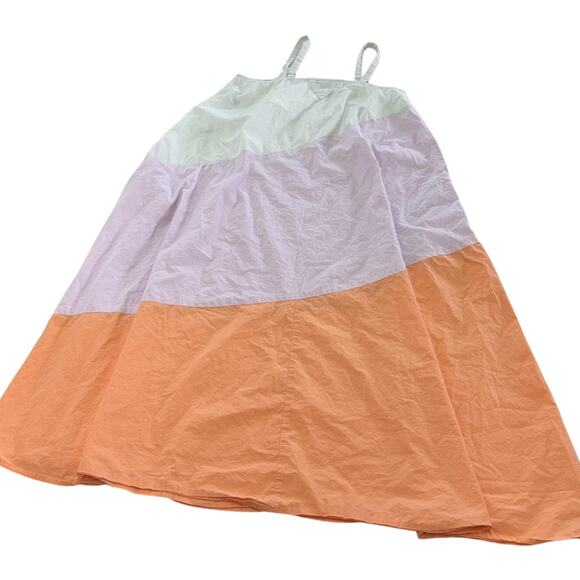 VEDA Dress Womens P XX Small Pastel Colorblock Cotton Midi Sundress Pockets - Picture 4 of 9